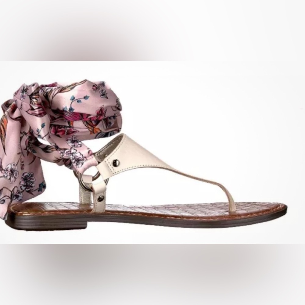 Sam Edelman Flat‎ Wrap Sandals.  Leather. Floral Wrap.